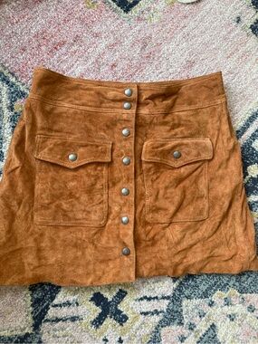 Blank NYC leather suede brown button mini skirt size 30